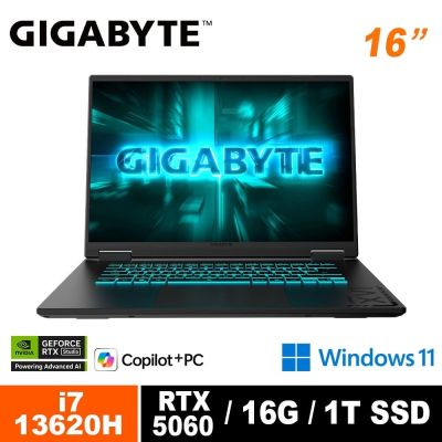 GIGABYTE技嘉 技嘉 GIGABYTE A16 CVHI3TW894SH 16吋電競筆電 (i7-13620H/RTX5060 8G/165Hz/16G/1TB/Win11/WUXGA)