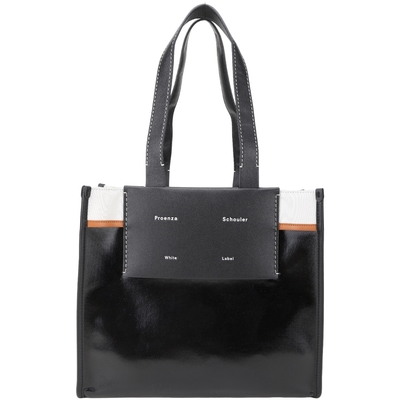 PROENZA SCHOULER Morris L 撞色拼接塗層帆布手提托特包(黑色)