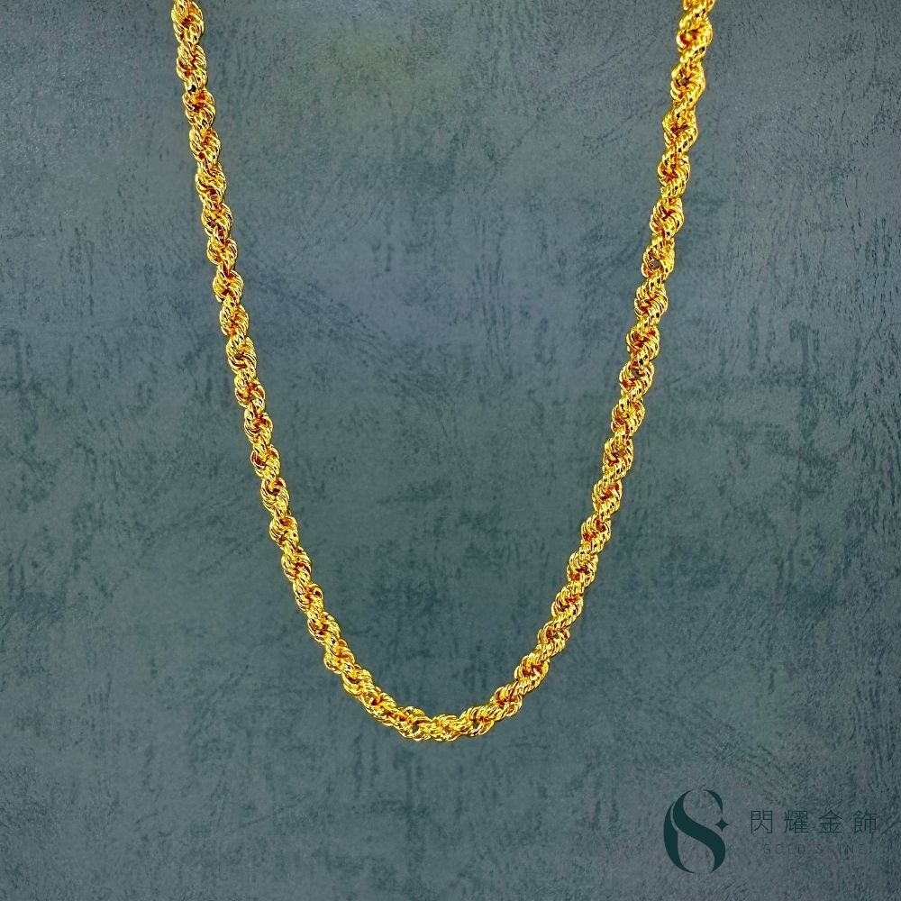 閃耀金飾】純金9999 黃金麻花項鍊男鍊首選(約重8.10錢) | 其他