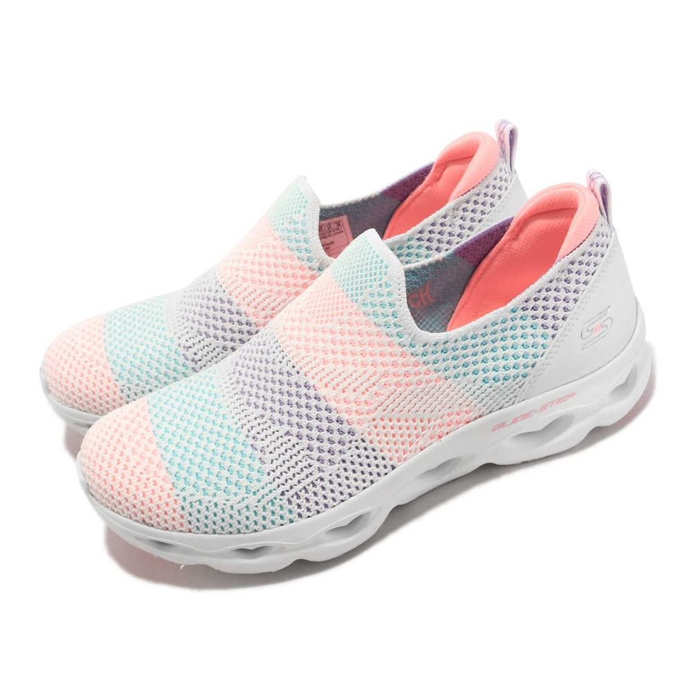 Skechers 休閒鞋Glide-Step Allure 女鞋白粉藍綠繽紛鏤空愛心經典套入