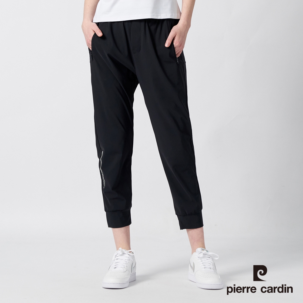pierre cardin 皮爾卡登 男女款 冰絲涼感透氣彈力機能褲(多款任選) (女款(束口)-深藍色)