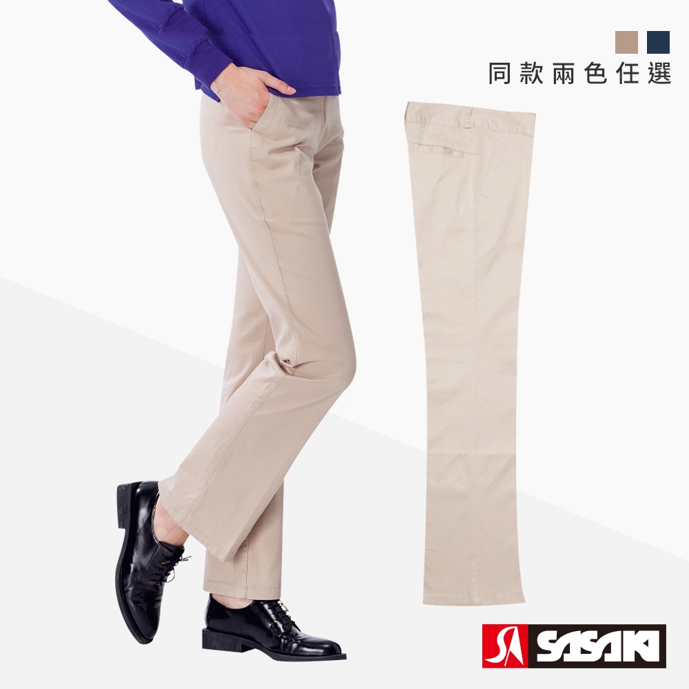 SASAKI 棉質伸縮休閒長褲-女-兩色任選 (卡其)