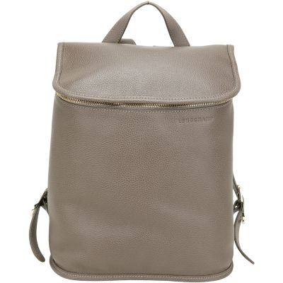 LONGCHAMP Le Foulonne 荔紋牛皮後背包(駝灰色)