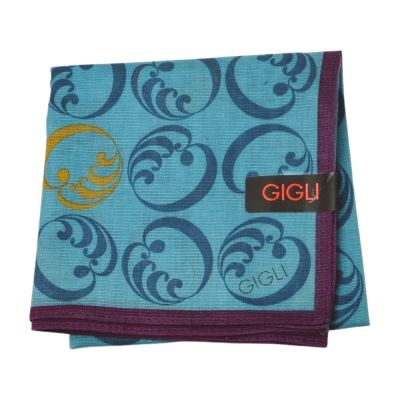 GIGLI 日本製100%淺藍底渦紋棉質帕領巾(52CM)