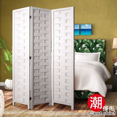 C est Chic 浮世巴黎三片創意實木屏風 W125*D1.9*H170 cm