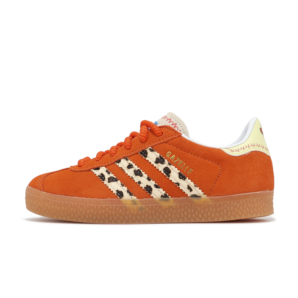 adidas x 玩具總動員休閒鞋Gazelle C 中童橘豹紋迪士尼翠絲麂皮小朋友