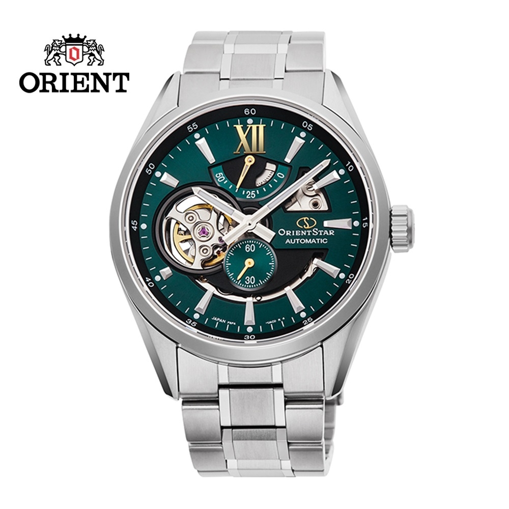 ORIENT STAR 東方之星 OPEN HEART系列 鏤空機械錶 鋼帶款 綠色 RE-AV0114E - 41.0mm
