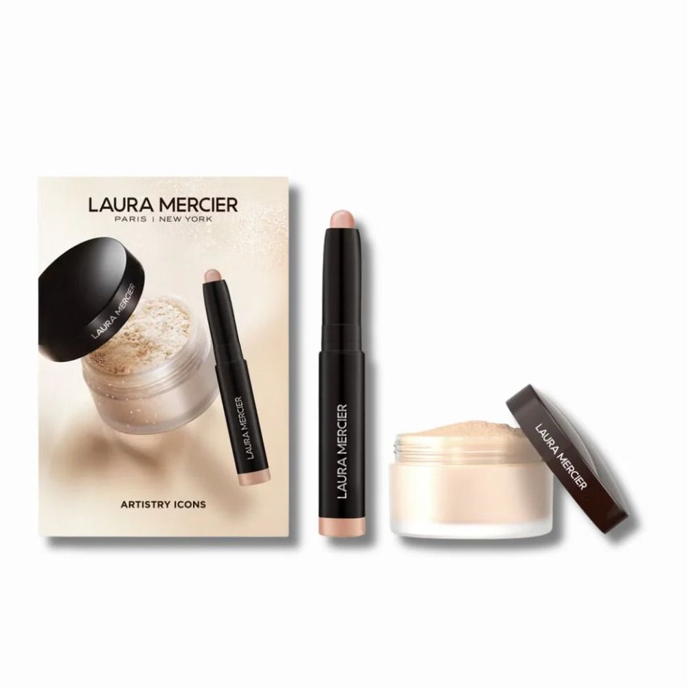 LAURA MERCIER 蘿拉蜜思 蜜粉眼彩組(煥顏透明蜜粉9.3g➕奢華mini眼彩筆1g)   旅行組