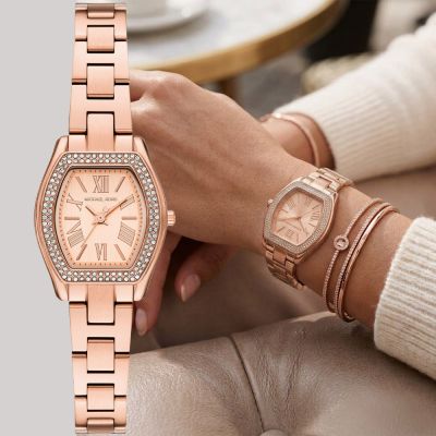 Michael Kors MK Chelsea 晶鑽酒桶型小錶徑女錶 周年慶獻禮 送禮推薦-玫瑰金/25mm MK7619