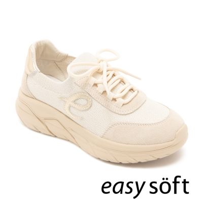Easy Spirit-KADIN 彈性網布厚底休閒鞋-米色
