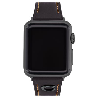 COACH Apple Watch 錶帶 38/40/41mm適用 C字皮錶帶 寵愛媽媽 送禮推薦-深棕色(不含手錶)