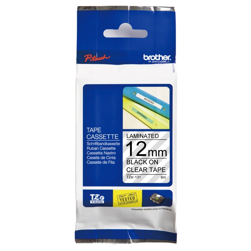 【Brother 兄弟】TZe-131 護貝標籤帶 透明底黑字 12mm