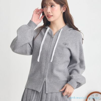 〚earth music〛品牌LOGO刺繡雙拉鍊連帽外套