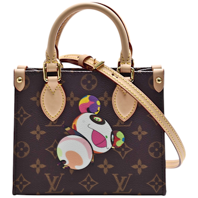 LOUIS VUITTON路易威登 LV M13668 村上隆熊貓經典OnTheGo BB Monogram帆布手提/斜背包(迷你)