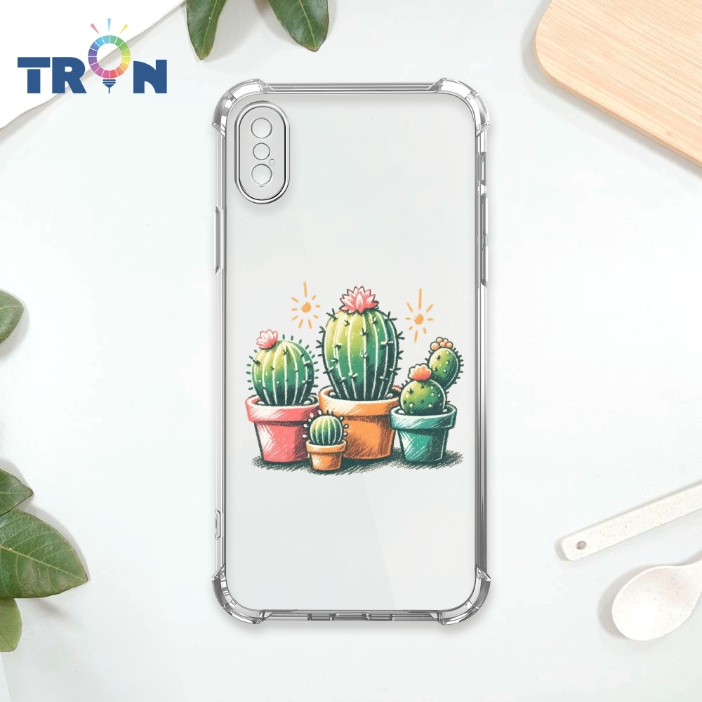 TRON IPhone X/XS 小花太陽仙人掌 四角防摔 軟殼 手機殼