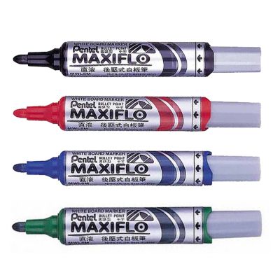 【Pentel 飛龍】後壓式白板筆 粗字圓頭 2.0mm 36支/件 MWL5M(紅、黑、藍、綠)