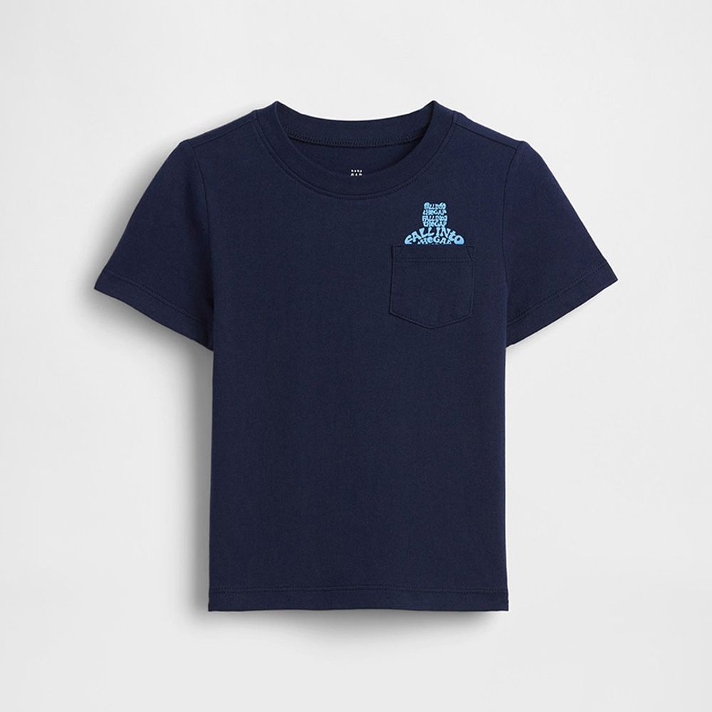 【GAP】babyGap 布萊納小熊口袋T恤-黑色/粉色/綠色調/制服深藍/白色(899640) (制服深藍)