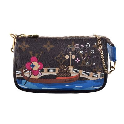 LOUIS VUITTON路易威登 LV  M68489 限量Vivienne吉祥物威尼斯乘坐貢多拉印花圖案拉鍊迷你手提包