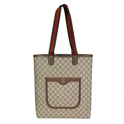 GUCCI古馳 Ophidia Tote 經典織帶拼接印花肩背托特包 購物包 GUCCI古馳Ophidia Tote托特包,採用卡其色系與咖啡色系設計,結合合成皮與其他皮革材質,並以織布內層打造輕便實用的購物包。配有原廠防塵袋、說明卡與專櫃購證正本,尺寸為底長31.5cm x 高38cm,提把高26cm,適合日常出勤與購物使用。