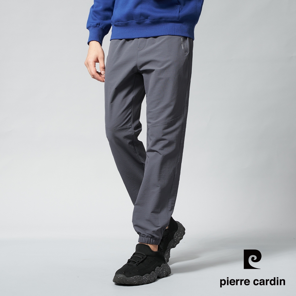 pierre cardin 皮爾卡登 網路獨家 男款 立體剪裁彈性速乾百搭束口長褲(四色任選) (深灰色)
