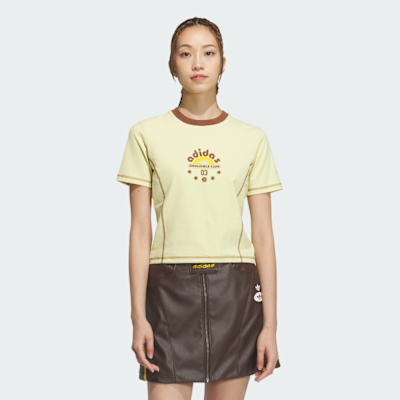 adidas 愛迪達 短袖上衣 女 三葉草 亞規 SC BABY GFX TEE 黃咖 JX6571