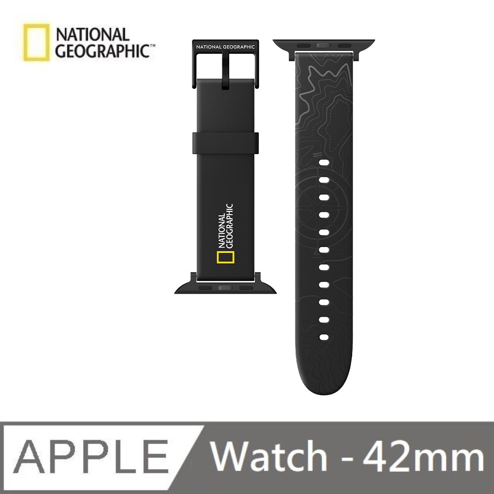 National Geographic 國家地理 Apple Watch 矽膠錶帶 42mm - 山脈黑