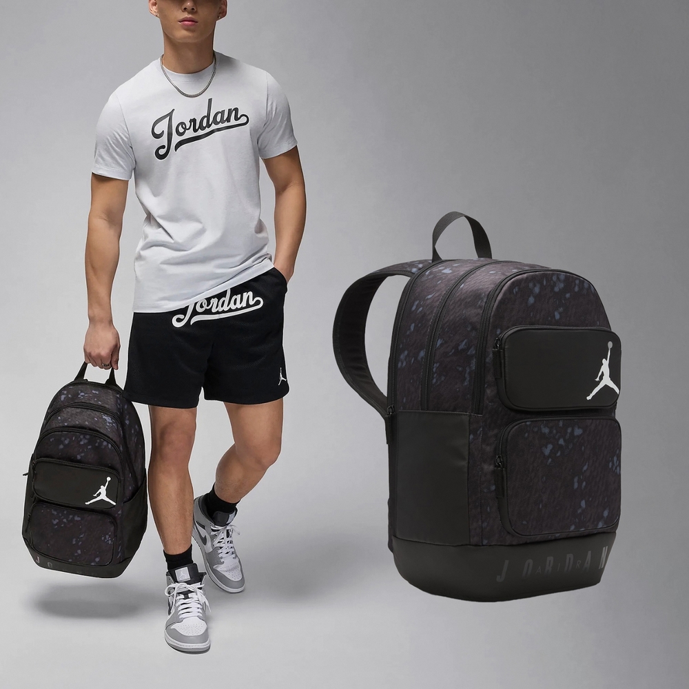 Nike 後背包Jordan Essentials Backpack 黑白15吋筆電包雙肩包背包
