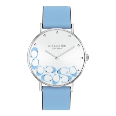 COACH 官方授權 Perry 寧靜藍 公司貨CC皮帶女錶(CO14504136)36mm