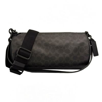 COACH ANDRE 30 BARREL手提/斜背兩用圓筒包(C LOGO-黑灰)
