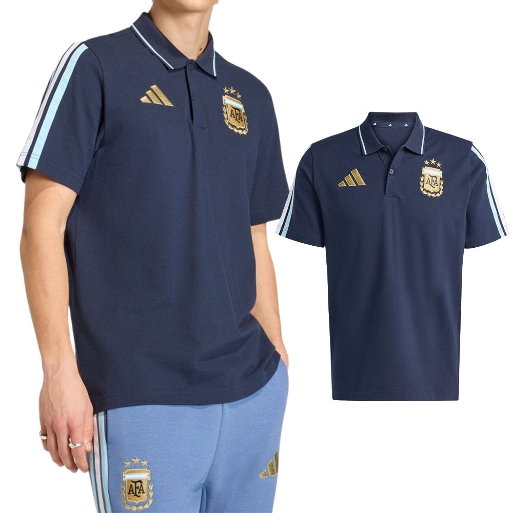 Adidas Afa Dna Polo 男款 深藍色 足球 世界盃 阿根廷 Polo衫 運動 休閒 短袖 KF0326