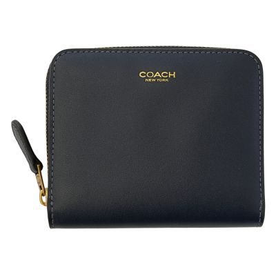 COACH 專櫃款NEW YORK 海軍藍摺疊短夾