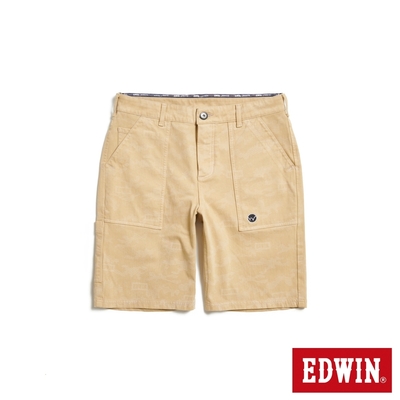 EDWIN 男裝 冰河玉斜紋 迦績JERSEYS 迷彩工裝丹寧短褲-灰卡其