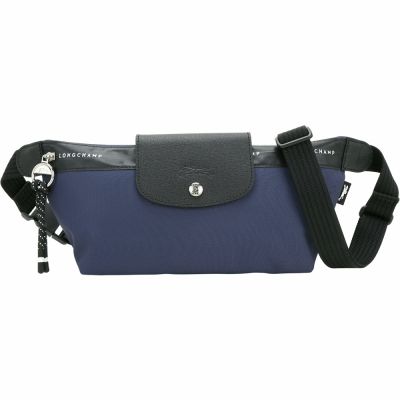 LONGCHAMP Le pliage Energy 奔馬皮標再生帆布尼龍胸肩背 腰包(M/海軍藍)
