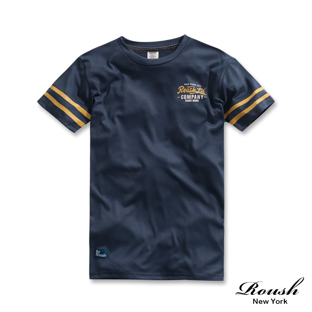 Roush 美式雙袖膠印重磅厚棉短Tee(2611009) (灰藍)