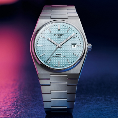 TISSOT 天梭 官方授權 PRX系列 70年代復刻機械錶 週年慶狂歡 送禮推薦-冰藍/40mm T1374071135100