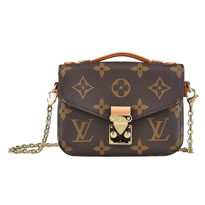 LOUIS VUITTON路易威登 LV M81267 Micro Métis壓印LOGO Monogram塗層帆布手提斜背小方包(咖啡)