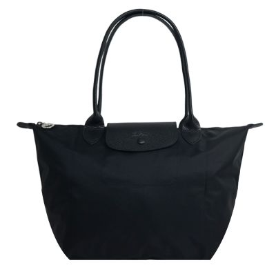 LONGCHAMP LE PLIAGE ONE系列長把尼龍單色摺疊水餃包(中/黑)