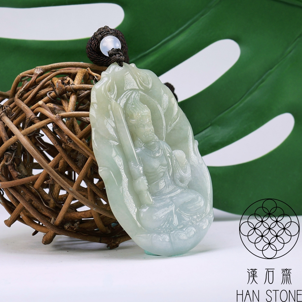 天然翡翠A貨 漢石齋】天然翡翠A貨不動明王玉珮吊墜飄花種(37*60*5mm) | 漢石