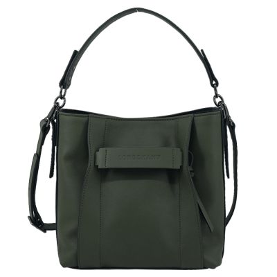 LONGCHAMP 3D系列小牛皮兩用包(小/卡其綠)