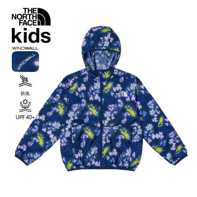 【The North Face 官方旗艦】 北面兒童藍色UPF40防曬防風外套｜8ANN5SC 抗UV