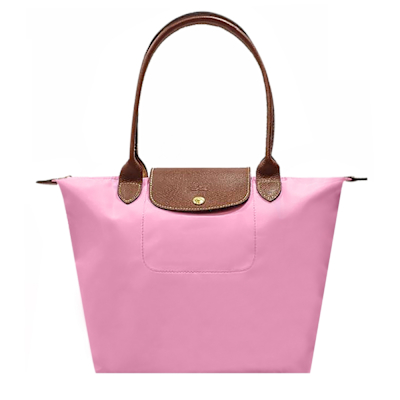 【LONGCHAMP】058 經典摺疊長把尼龍水餃包 長S號(粉色)