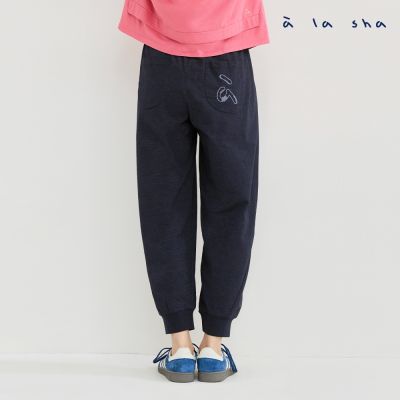 a la sha 特殊a字繡花舒適棉褲