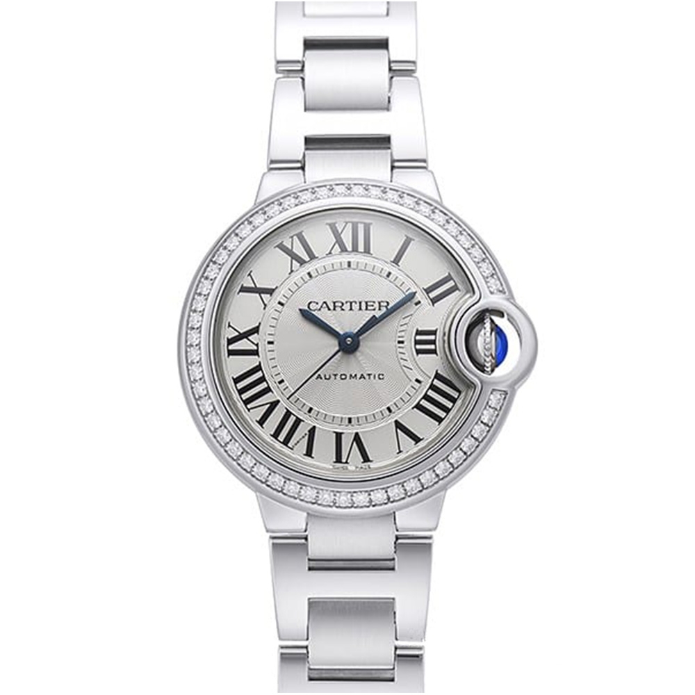 CARTIER 卡地亞 Ballon Bleu  經典羅馬時標鑽圈鍊帶腕表( W4BB0023)x33mm