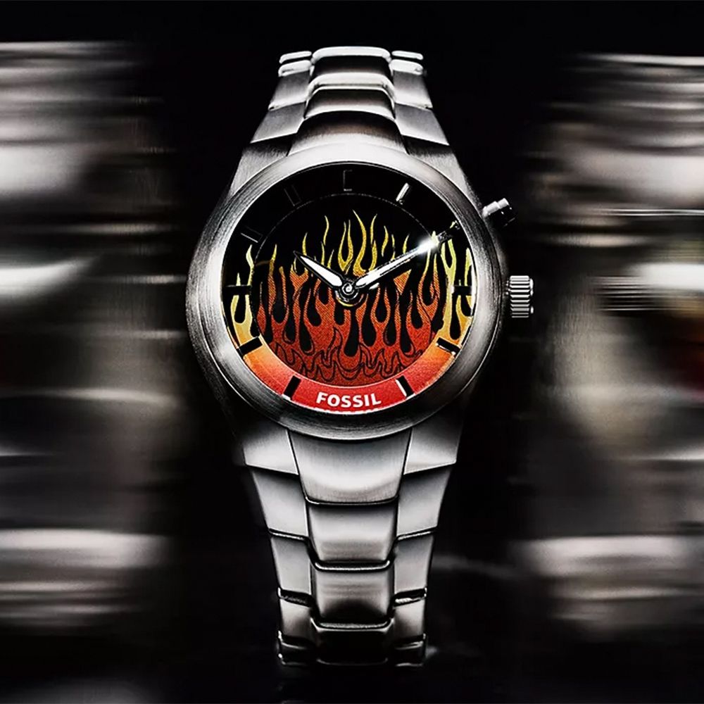 FOSSIL Y2K Big Tic 限量復刻 雙顯示火焰數位圖騰手錶 七夕浪漫購 送禮首選-40mm LE1230