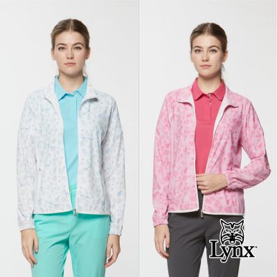 【Lynx Golf】女款彈性舒適滿版碎花造型拉鍊口袋外套(二色)