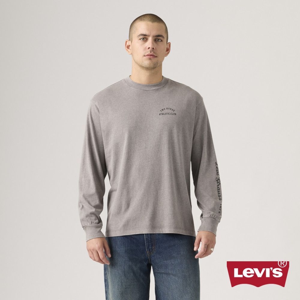 Levi's 男款 印花長袖 背部設計印花 休閒長袖 長t 男生上衣 熱賣單品