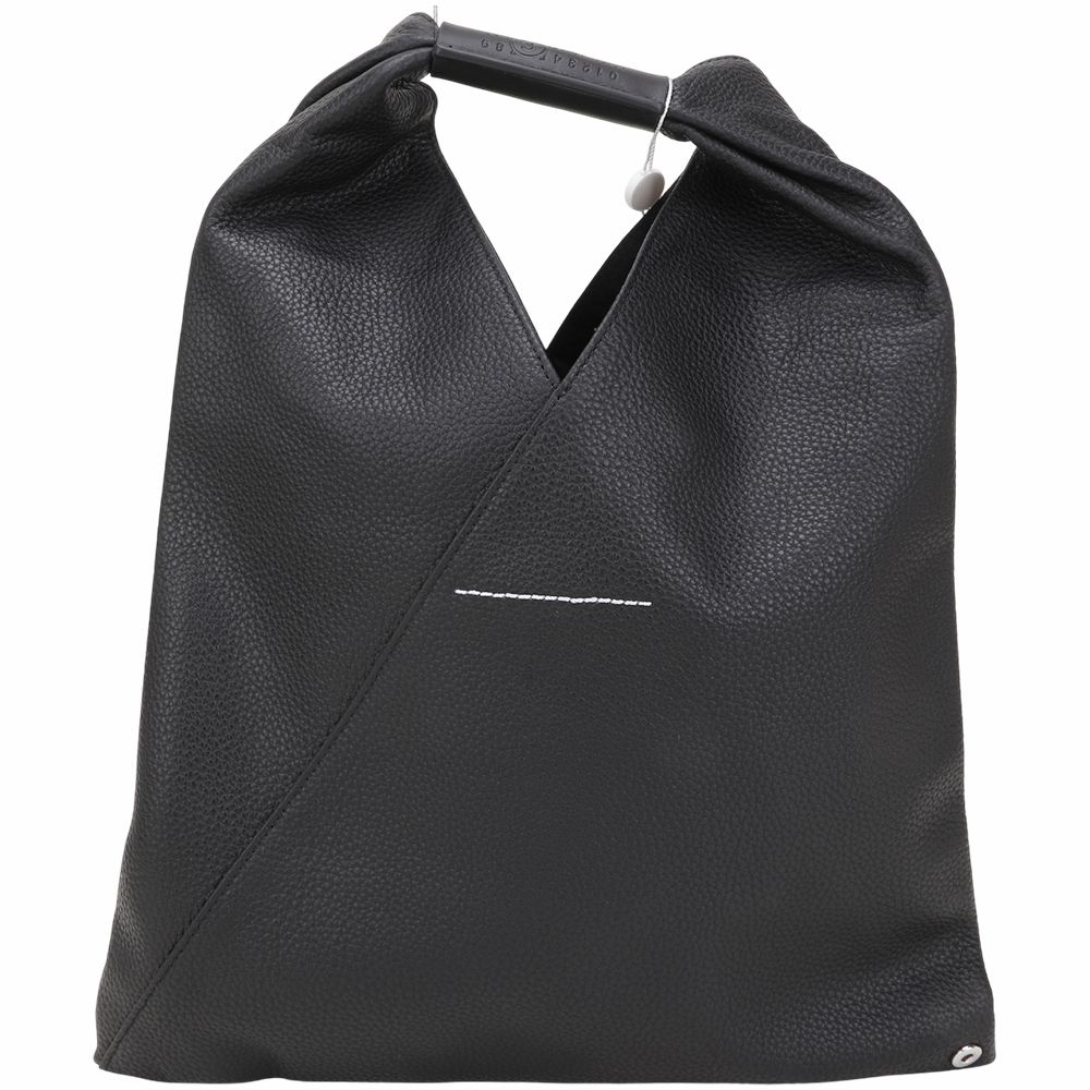 【极美品】 MM6 日本款托特包 黑色 MM6 MAISON MARGIELA Japanese 中款粒面牛皮三角托特包(黑色) | 歐系