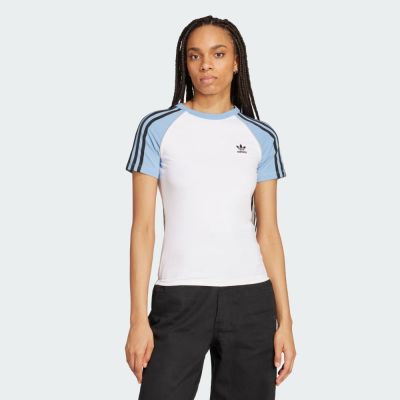 Adidas 愛迪達 3s Slim Tee JV7191 女 T恤 運動上衣 休閒短袖 白 水藍 亞版