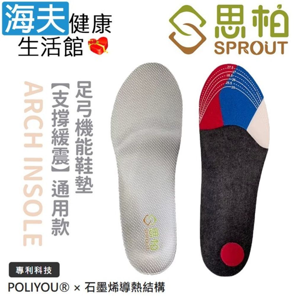 海夫健康生活館 SPROUT思柏 支撐緩震-石墨烯導熱 足弓機能鞋墊 雙包裝 SP3975