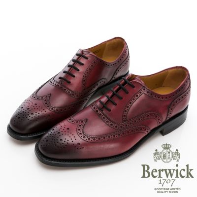 【BERWICK】西班牙進口-固特異工藝翼紋雕花牛津鞋 -酒紅435017KM61